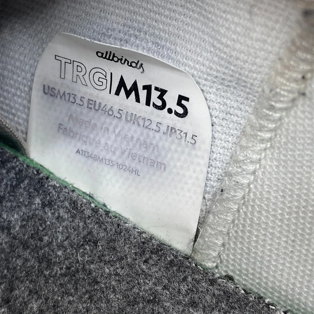 Allbirds Tree Dasher Mens 13.5 Blizzard White Navy Knit Running Shoes A11348M135